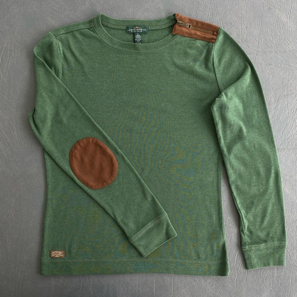 LRL Ralph Lauren Co. Elbow Patch Top
